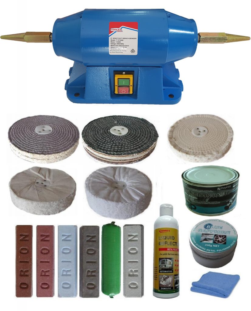 1100 Watt 1.475 HP Bench Polisher With 200mm Polishing Kit Polishup