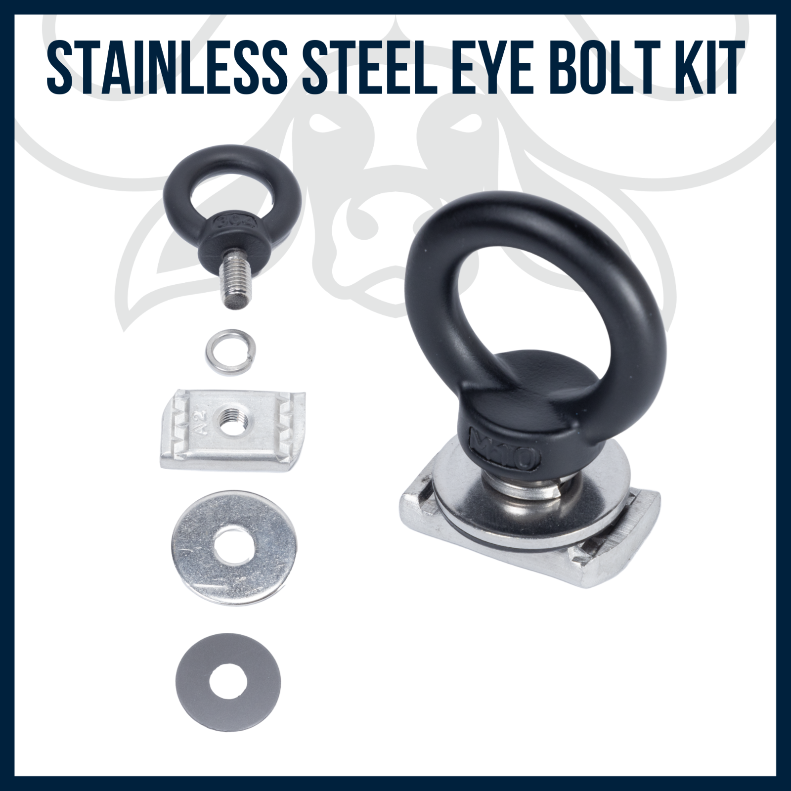 Eye Bolt Kit, Black Powder Coated, M10, 8mm Channel Nut (8 Pack) Polishup