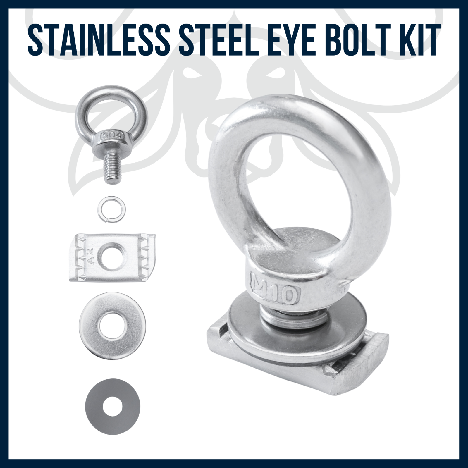 Eye Bolt Kit, M10, 8mm Channel Nut (8 Pack) Polishup