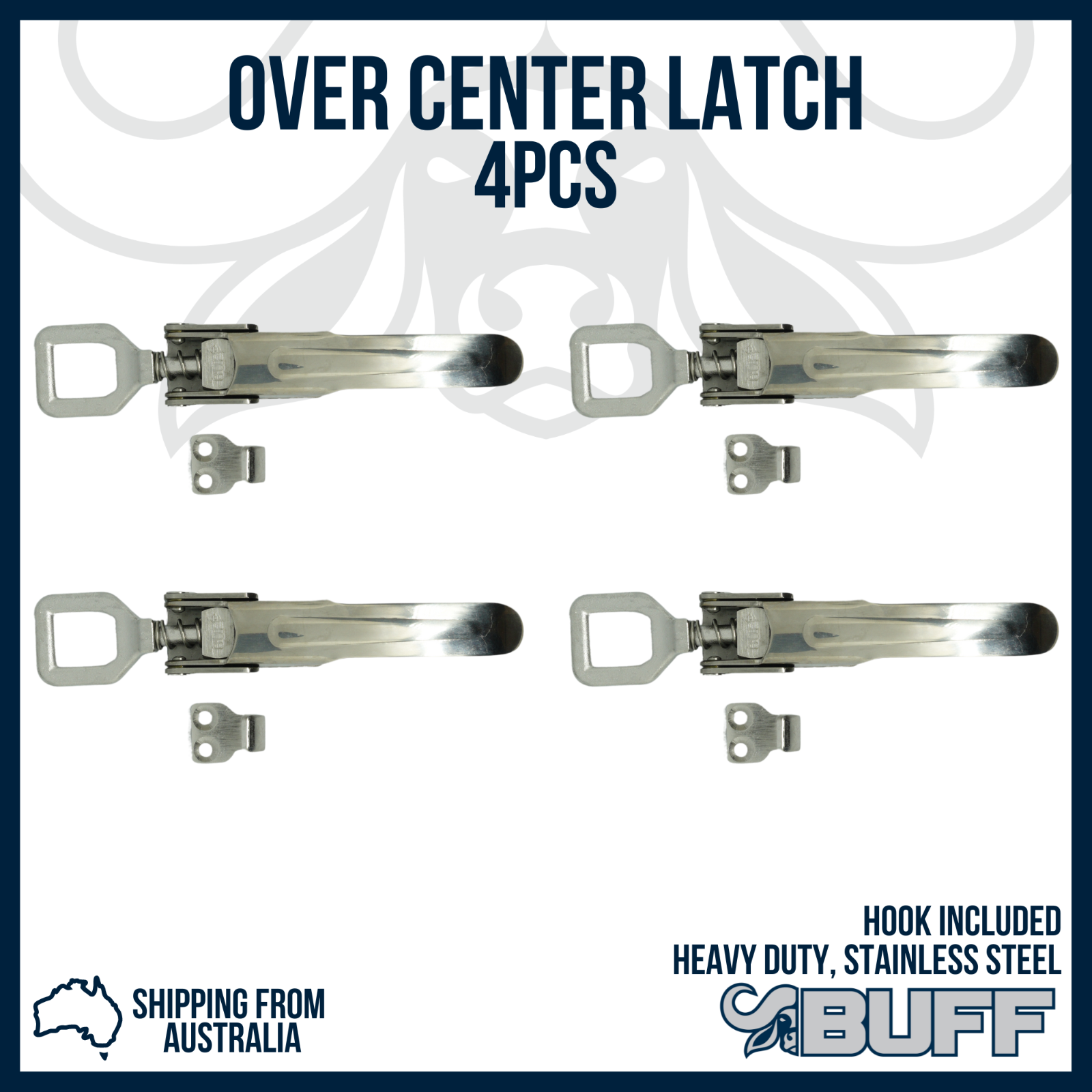 Heavy Duty Over Center Latch & Catch, Stainless Steel (4 Pack) Polishup